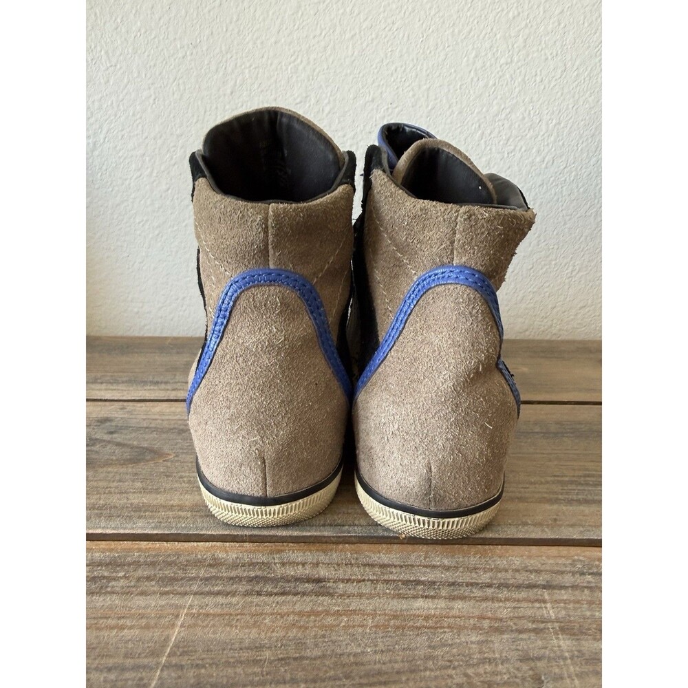 Coach Dreama Sneakers Suede Strap Wedges Size 6B Blue/Black/Tan - Picture 4 of 9